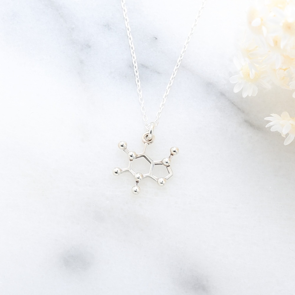 【Angel & Me】咖啡 咖啡因 分子 化學符號 s925 純銀 咖啡豆項鍊-細節圖4
