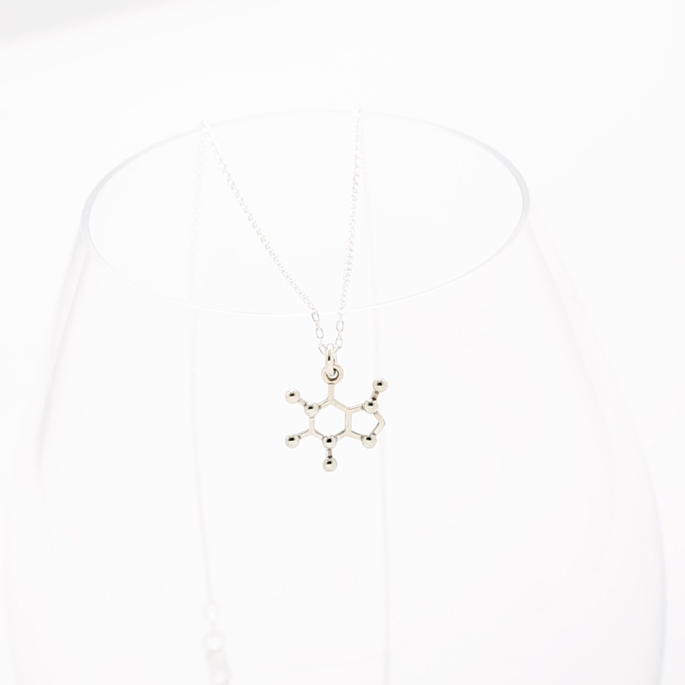 【Angel & Me】咖啡 咖啡因 分子 化學符號 s925 純銀 咖啡豆項鍊-細節圖5