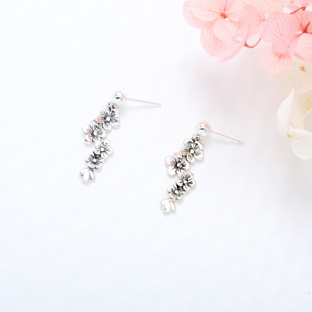 【Angel & Me】櫻花 盛開 Sakura s925 純銀 耳環 耳夾 生日 情人節 聖誕節 禮物-細節圖4