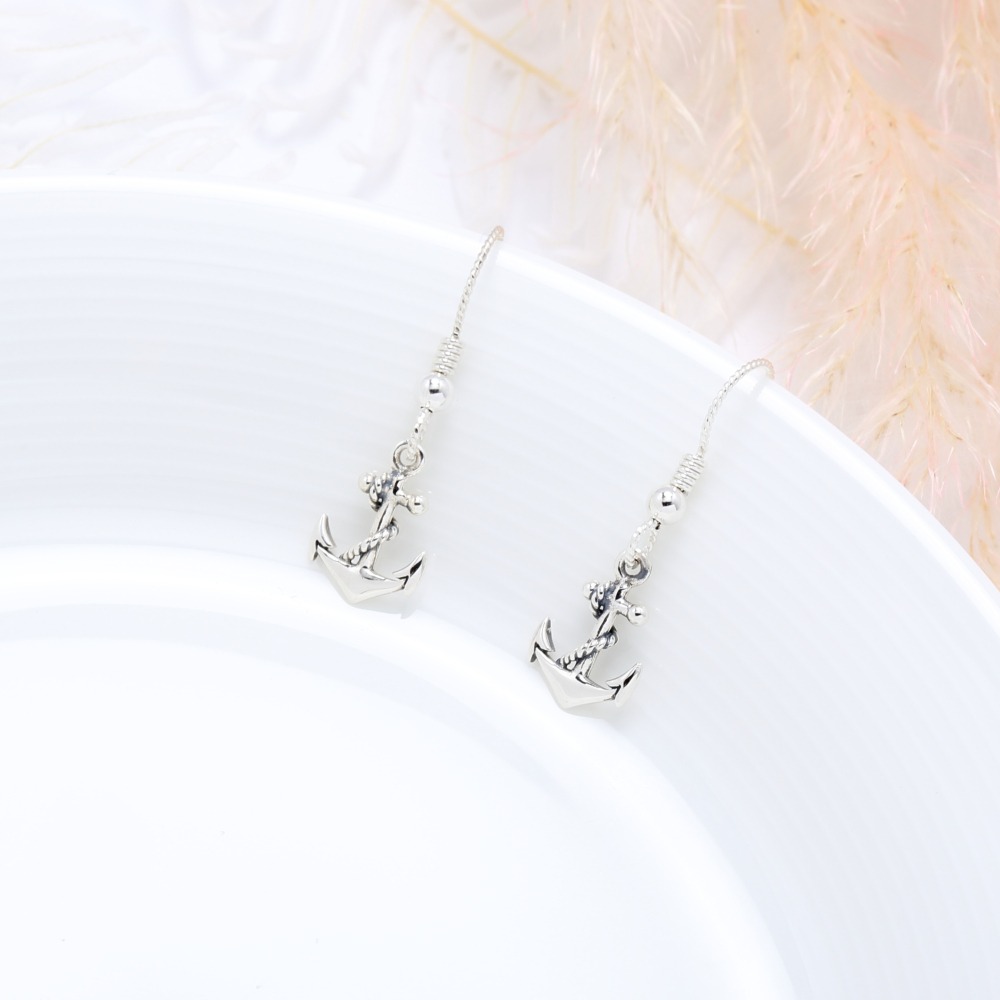 【Angel & Me】繩結 船錨 s925 純銀 耳環 耳勾 耳夾 生日 禮物-細節圖3