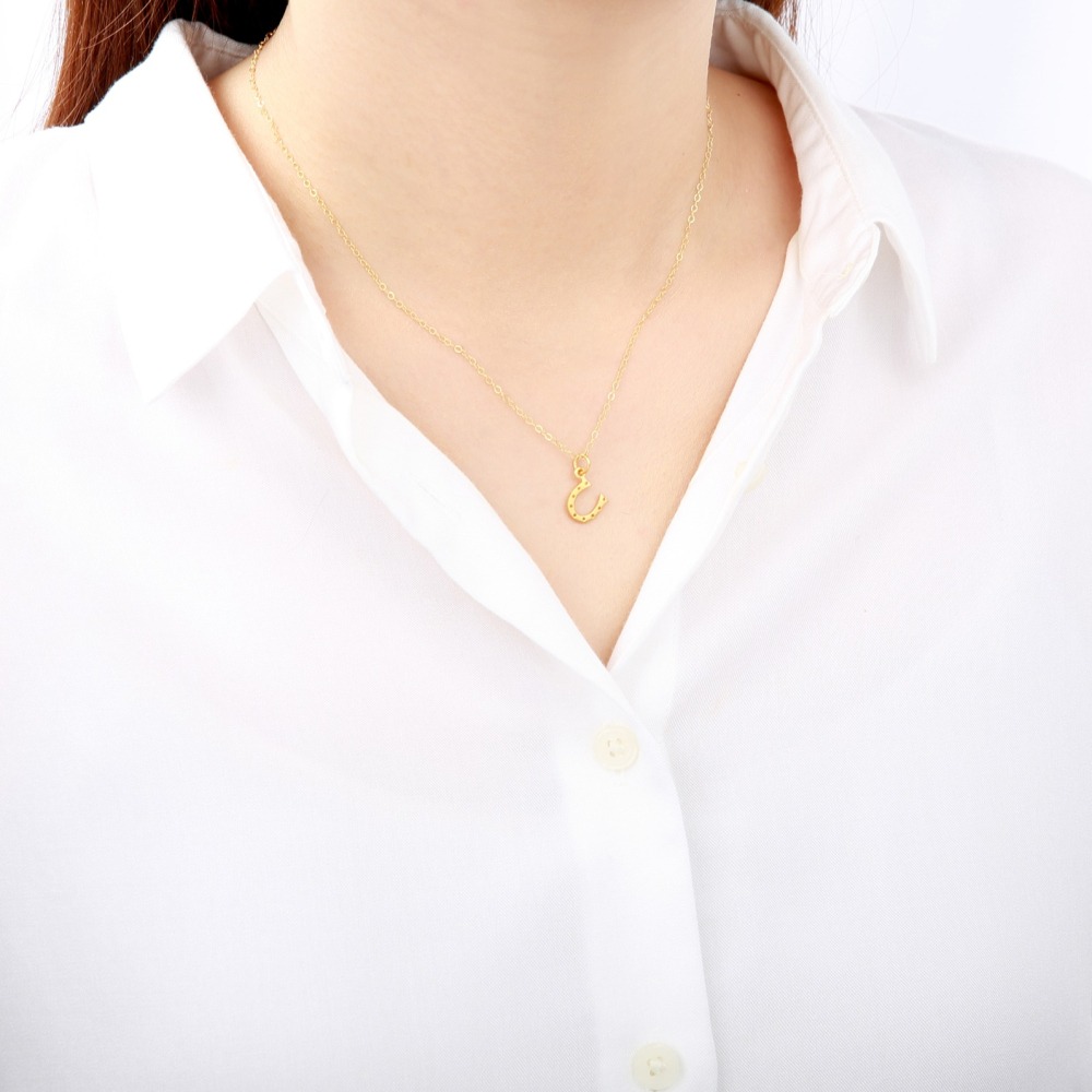 【Angel & Me】幸運 馬蹄鐵 s925純銀 厚鍍24k純金項鍊 生日禮物-細節圖2