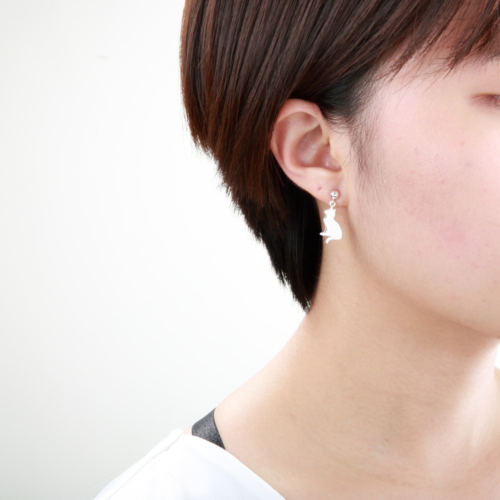 【Angel & Me】沉思 貓咪 小貓 s925 純銀耳環 耳夾 情人節禮盒-細節圖2