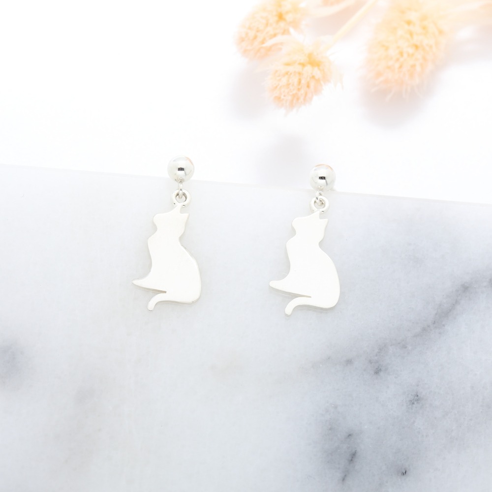 【Angel & Me】沉思 貓咪 小貓 s925 純銀耳環 耳夾 情人節禮盒-細節圖4