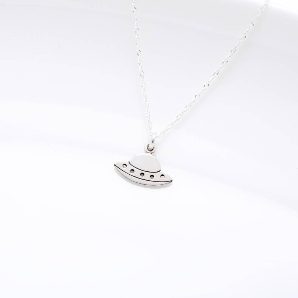 【Angel & Me】UFO 飛碟 ET 飛行器 s925 純銀項鍊 飾品 生日禮物-細節圖3