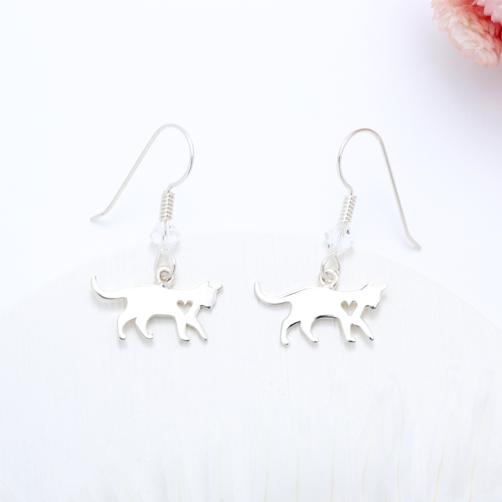 【Angel & Me】愛心 貓咪 s925 純銀 耳環 耳勾 (可改夾式) 禮物-細節圖3