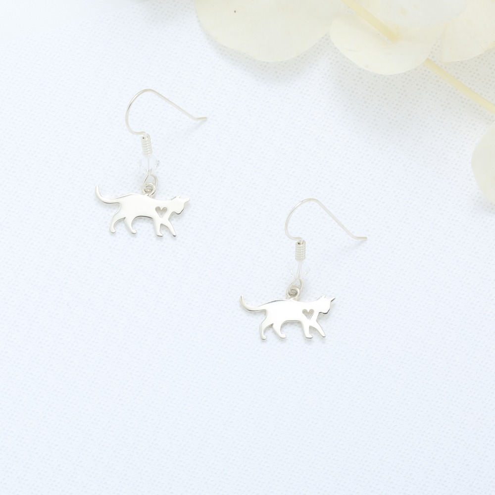 【Angel & Me】愛心 貓咪 s925 純銀 耳環 耳勾 (可改夾式) 禮物-細節圖4
