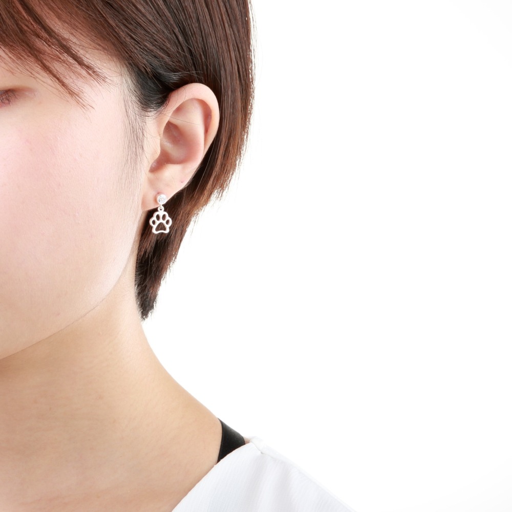 【Angel & Me】狗掌 貓掌 毛小孩 單鑽 s925 純銀 耳環 耳夾 情人節 聖誕節 禮物-細節圖2