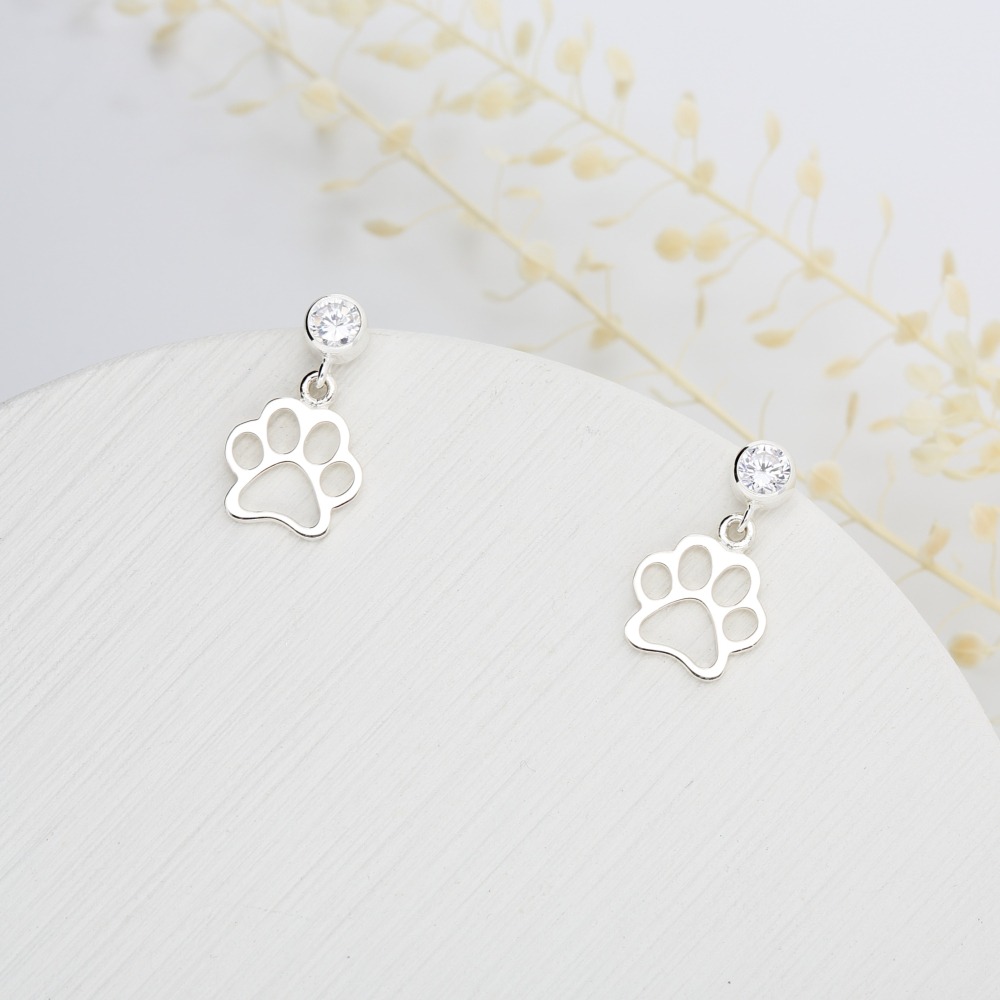 【Angel & Me】狗掌 貓掌 毛小孩 單鑽 s925 純銀 耳環 耳夾 情人節 聖誕節 禮物-細節圖4