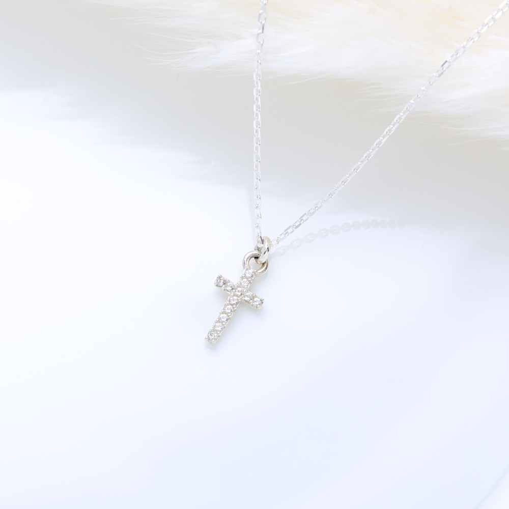 【Angel Me】微鑲5A 瑞士 鑽石 十字架 s925 純銀 項鍊 基督 生日 情人節 禮物-細節圖3