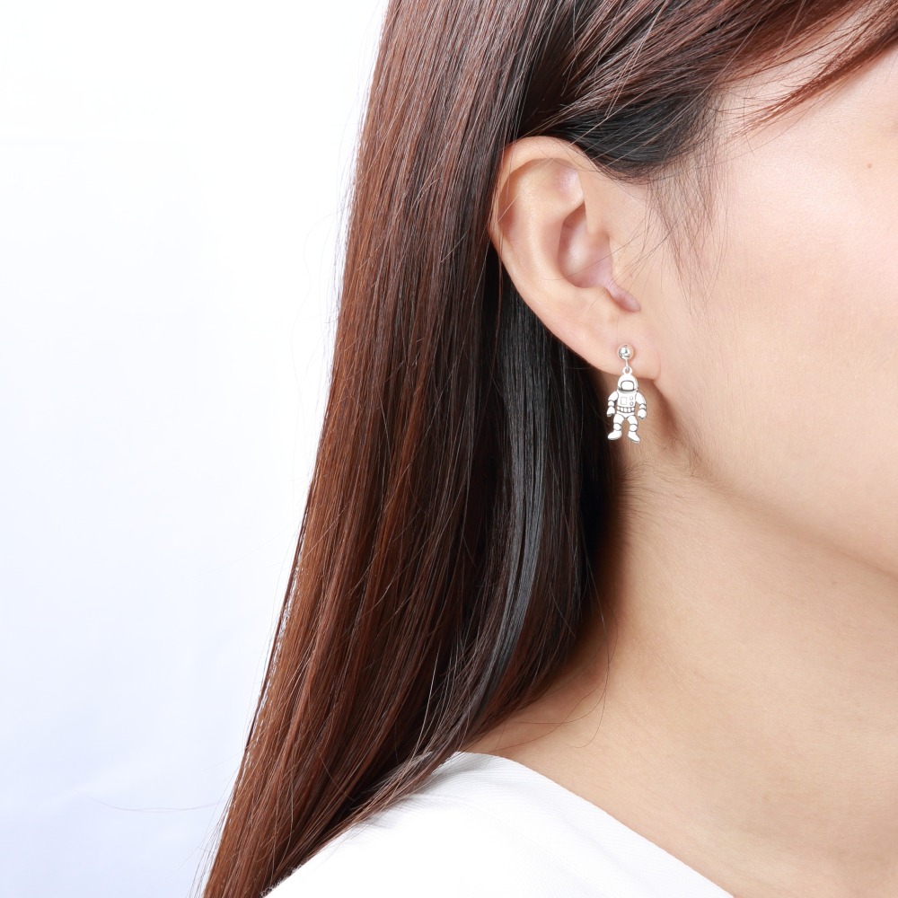 【Angel & Me】夢想 太空人 s925 純銀 耳環 (可改夾式) 禮盒-細節圖2