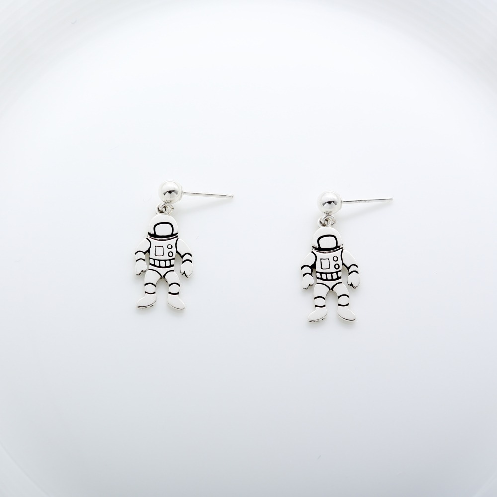 【Angel & Me】夢想 太空人 s925 純銀 耳環 (可改夾式) 禮盒-細節圖5