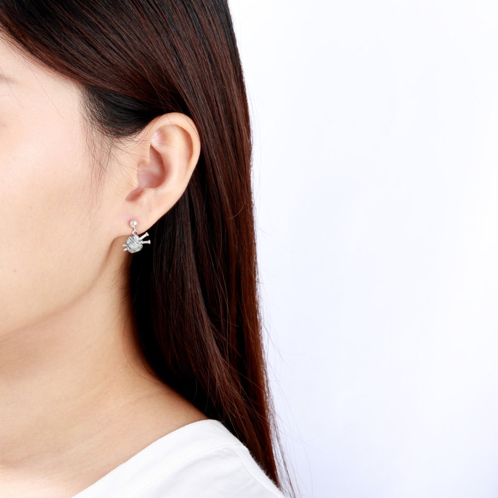 【Angel & Me】毛線 編織 美夢 s925 純銀 耳環 耳夾 生日 情人節 母親節 禮物-細節圖2