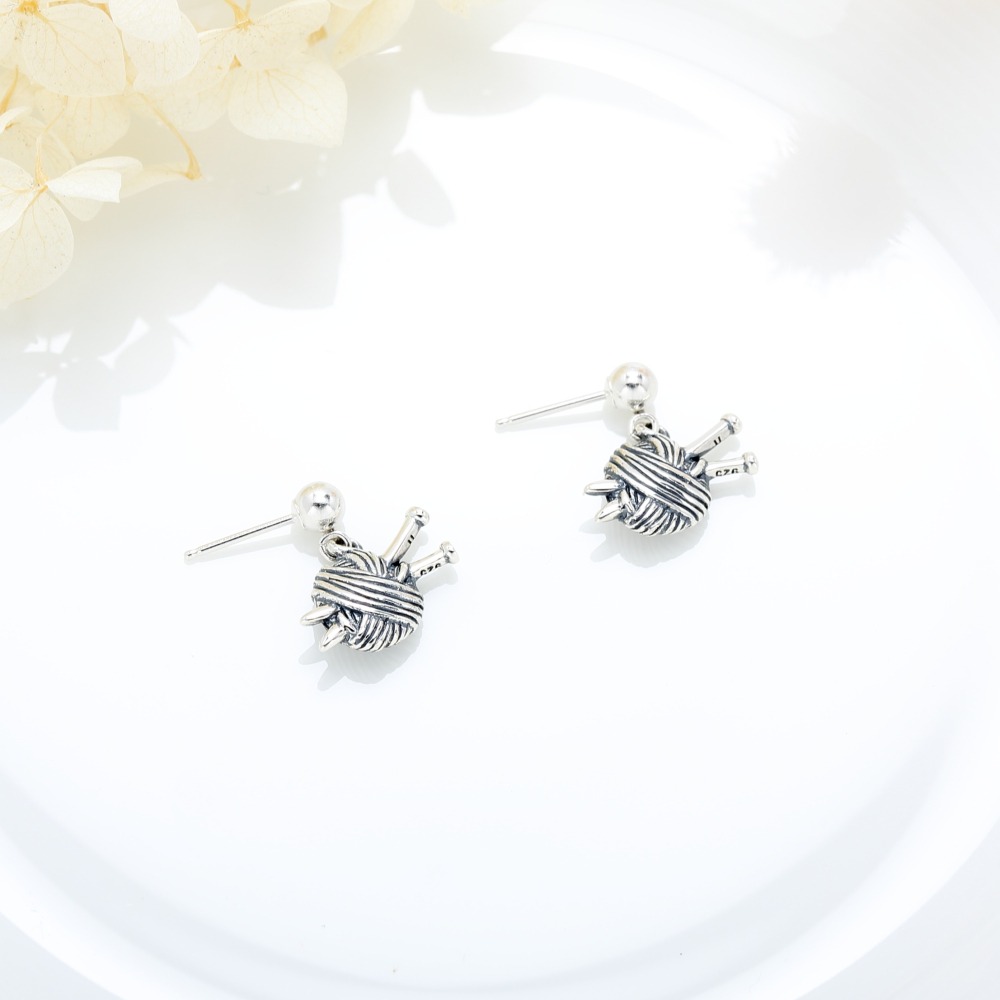 【Angel & Me】毛線 編織 美夢 s925 純銀 耳環 耳夾 生日 情人節 母親節 禮物-細節圖3