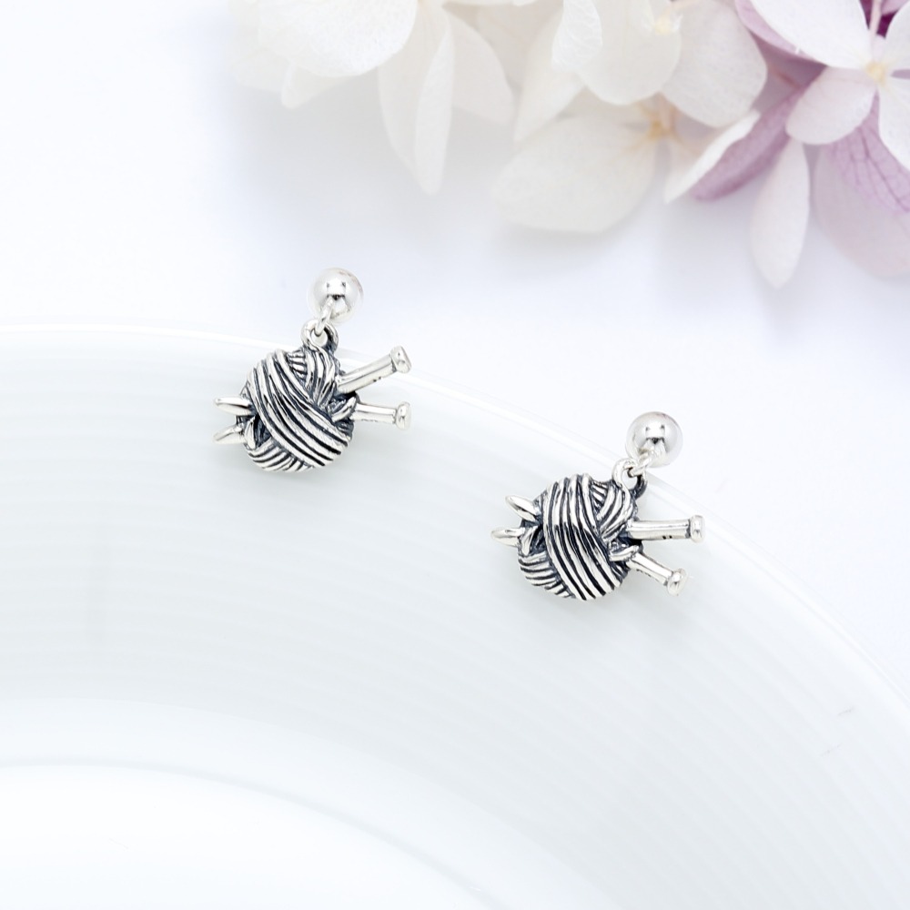 【Angel & Me】毛線 編織 美夢 s925 純銀 耳環 耳夾 生日 情人節 母親節 禮物-細節圖4