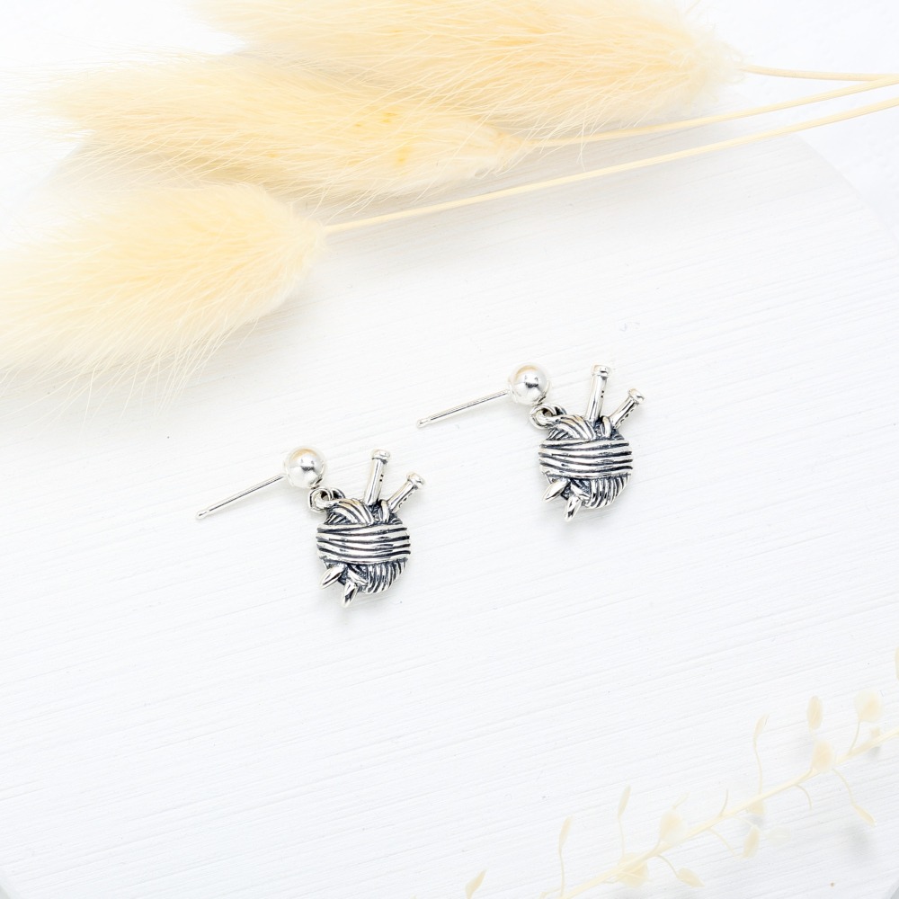 【Angel & Me】毛線 編織 美夢 s925 純銀 耳環 耳夾 生日 情人節 母親節 禮物-細節圖5