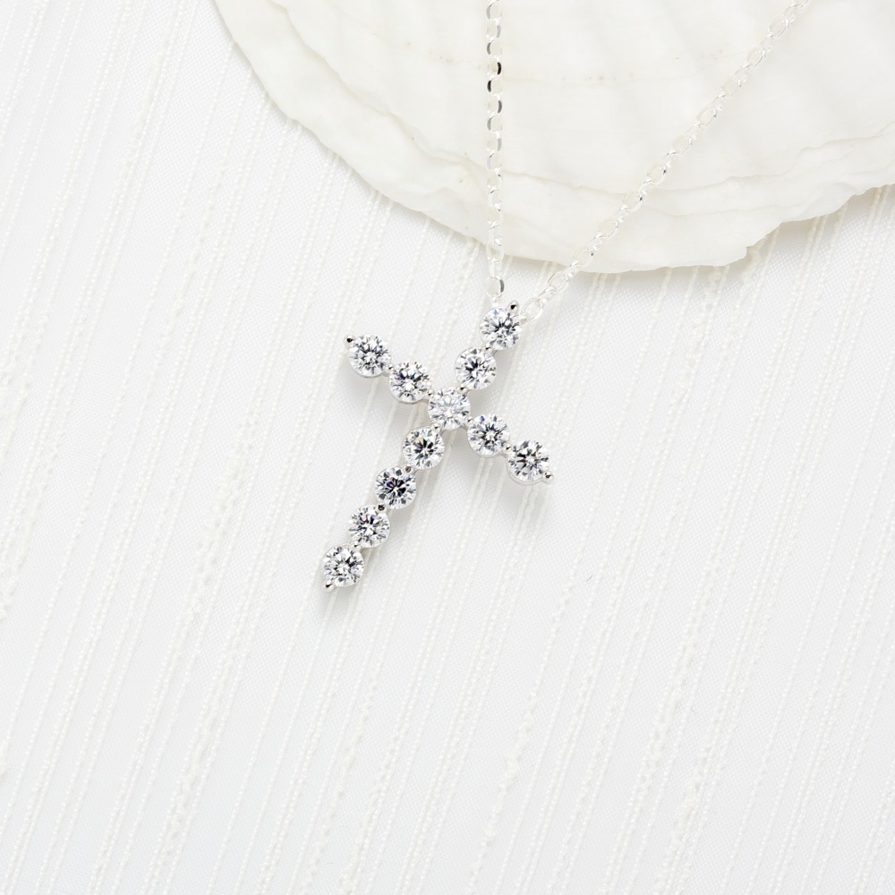 【Angel & Me】滿鑽 5A 瑞士 鑽石 十字架 s925 純銀 項鍊 聖誕節-細節圖3