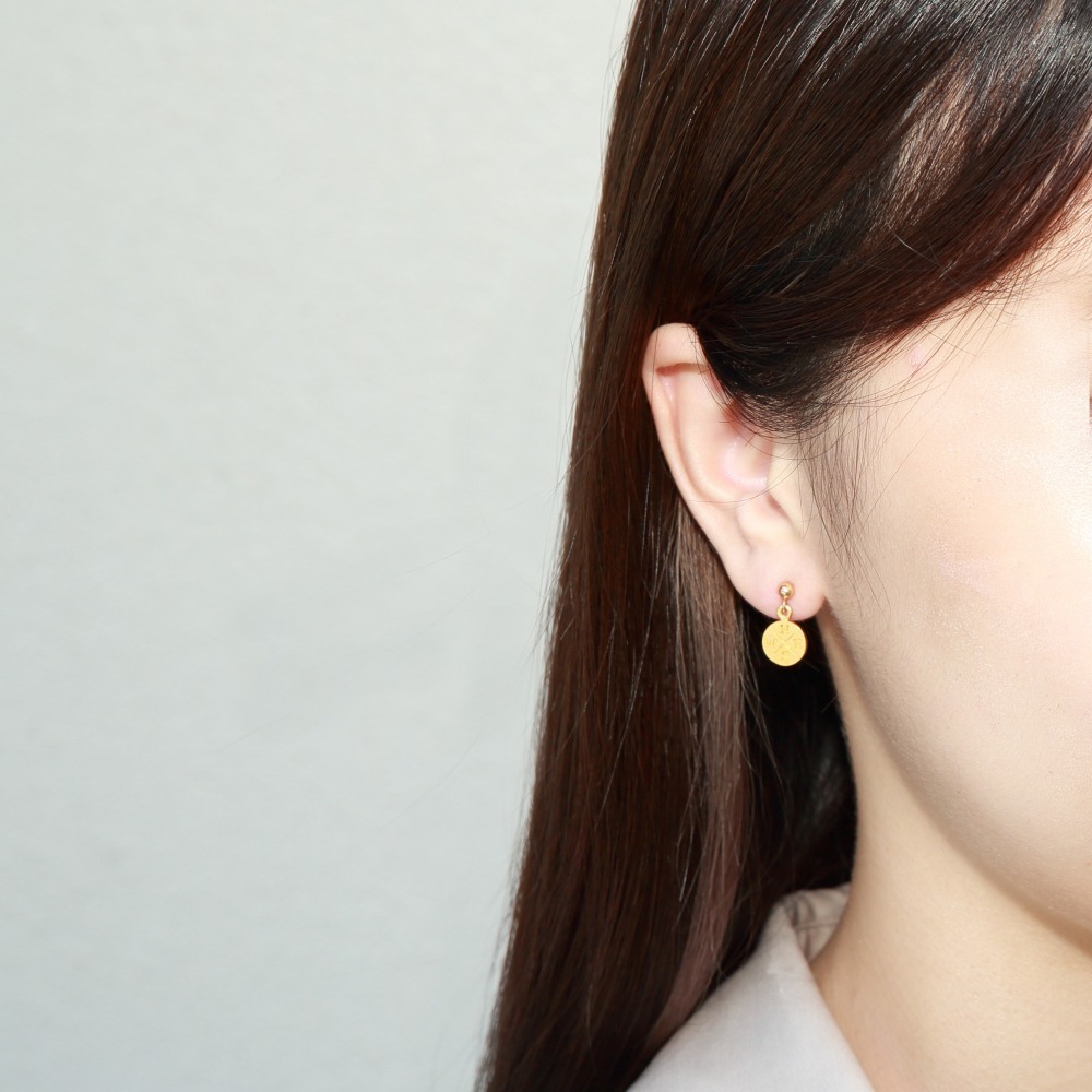 【Angel & Me】羅盤 指北針 s925 純銀 厚鍍 24k純金 耳環 一對-細節圖2