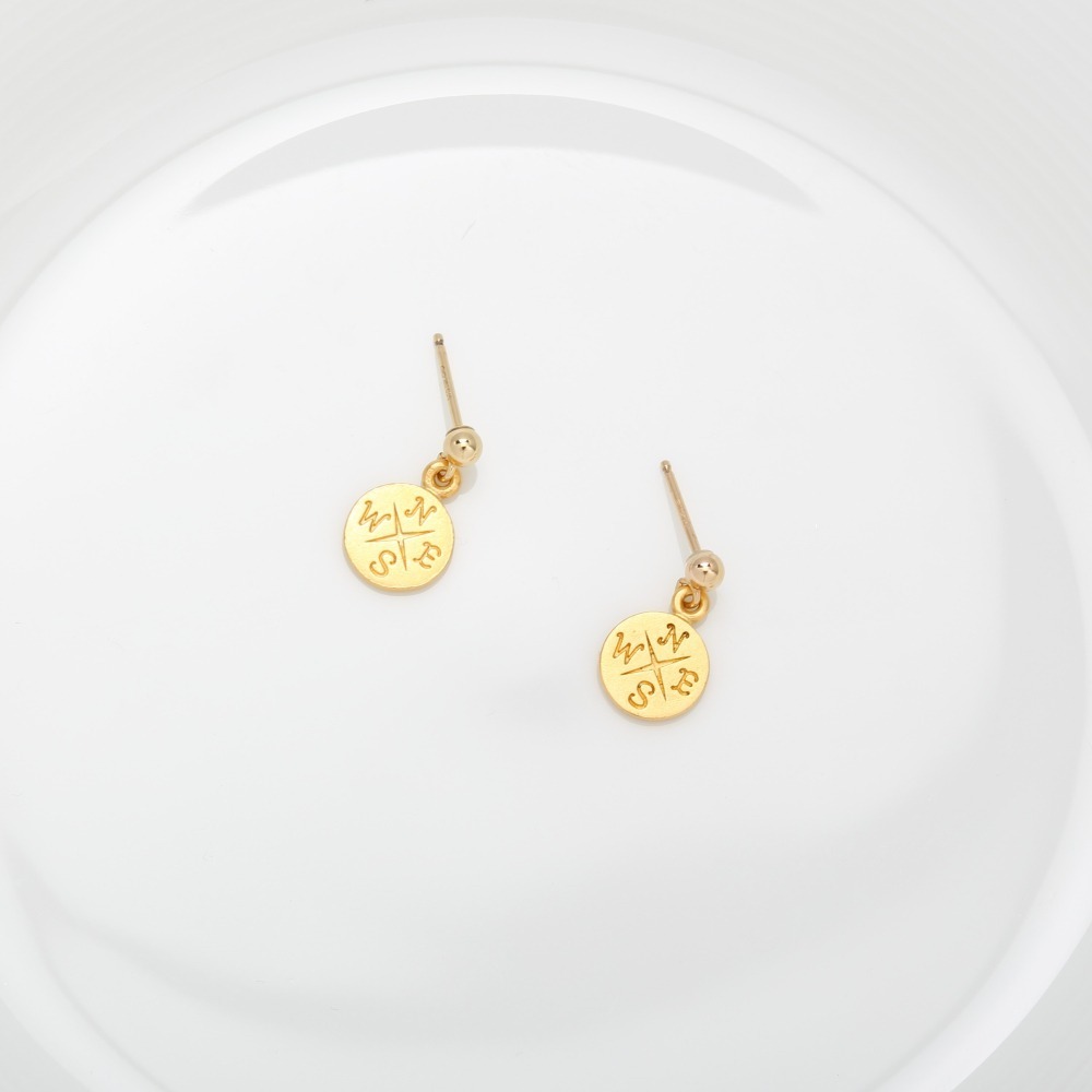 【Angel & Me】羅盤 指北針 s925 純銀 厚鍍 24k純金 耳環 一對-細節圖4