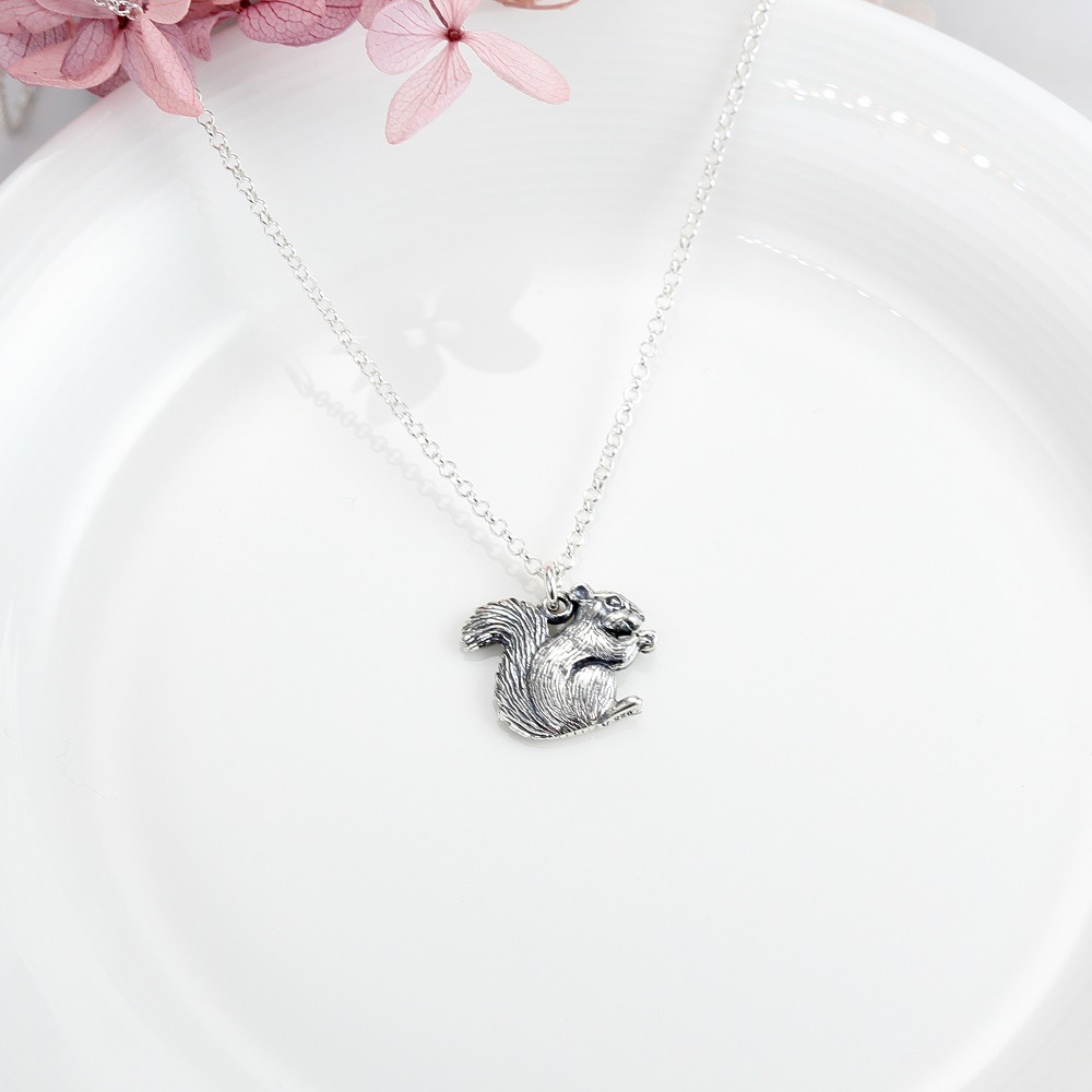 【Angel & Me】松鼠 s925 純銀動物項鍊 精緻手工生日禮物-細節圖3