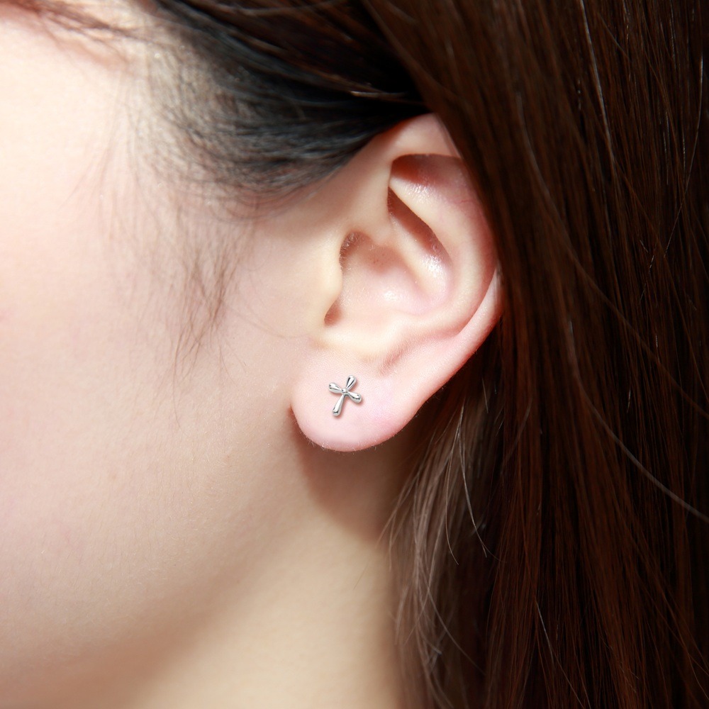 【Angel & Me】簡約 水滴 十字架 s925純銀耳環 生日禮物 情人節-細節圖2