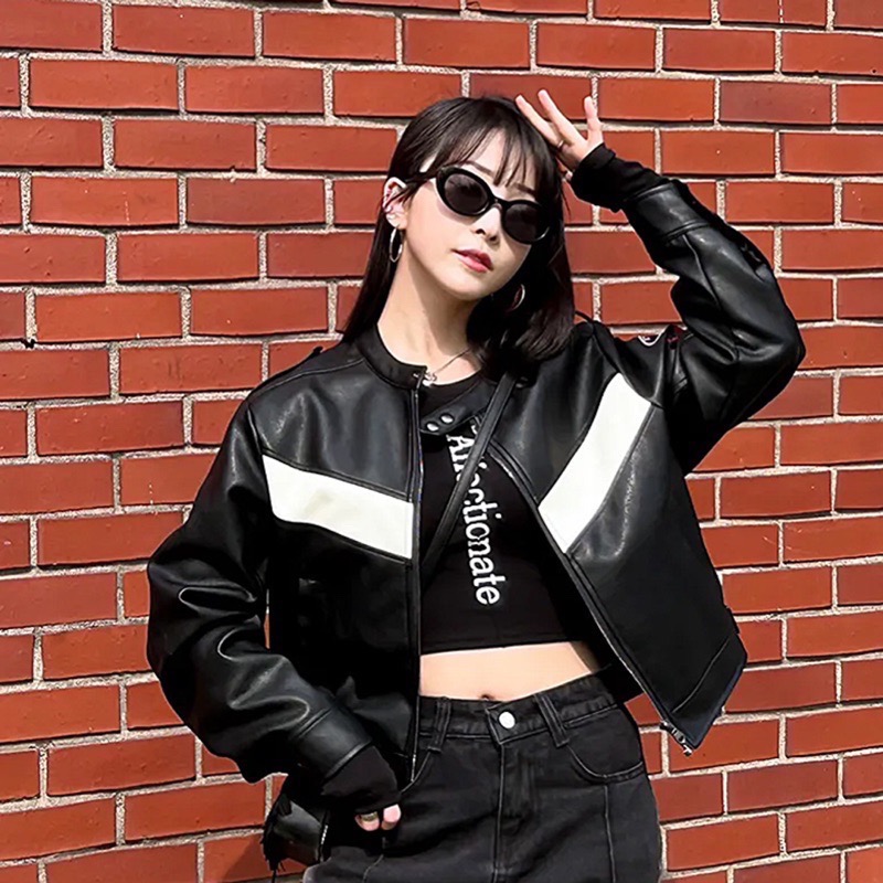 【BKS】BITTERCELLS Eco Leather Lacing Jacket/皮革短版外套/珍妮同款/韓國代購-細節圖5