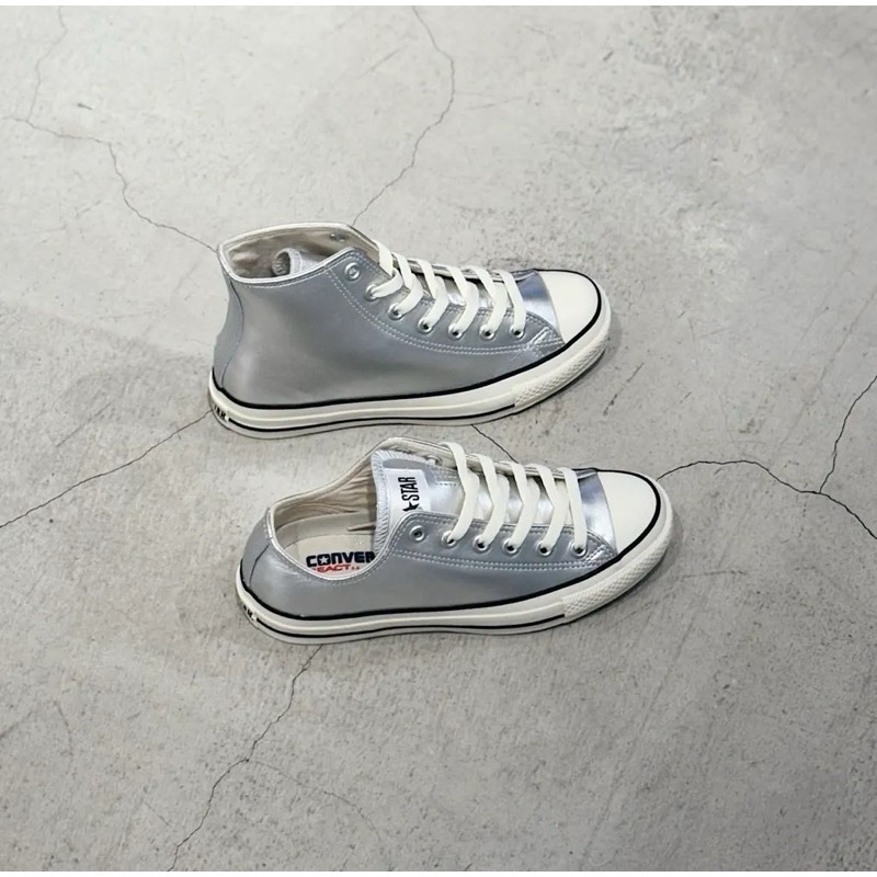 【BKS】CONVERSE ALL STAR Ⓡ LEATHER 銀色/皮革/復古/休閒鞋/日本限定/日本代購-細節圖2