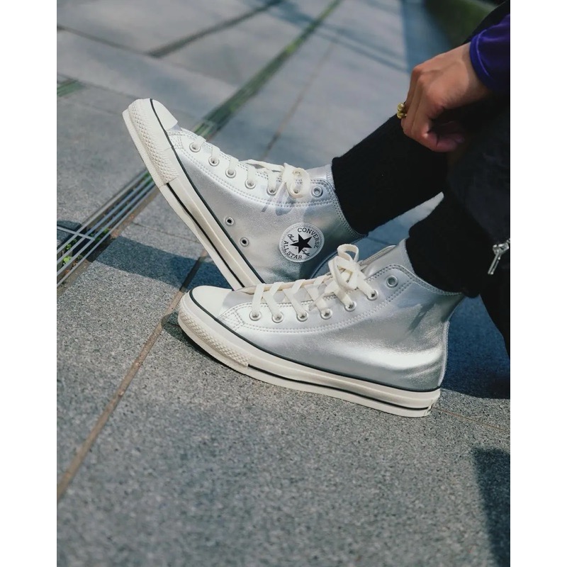 【BKS】CONVERSE ALL STAR Ⓡ LEATHER 銀色/皮革/復古/休閒鞋/日本限定/日本代購-細節圖6