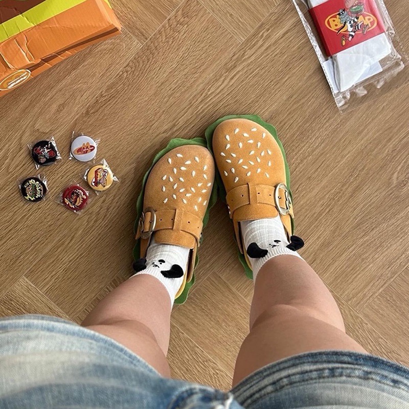 【BKS】BBIMP x MENTALFREE 漢堡🍔聯名款 勃肯鞋/拖鞋/金屬鞋扣/國外代購-細節圖2