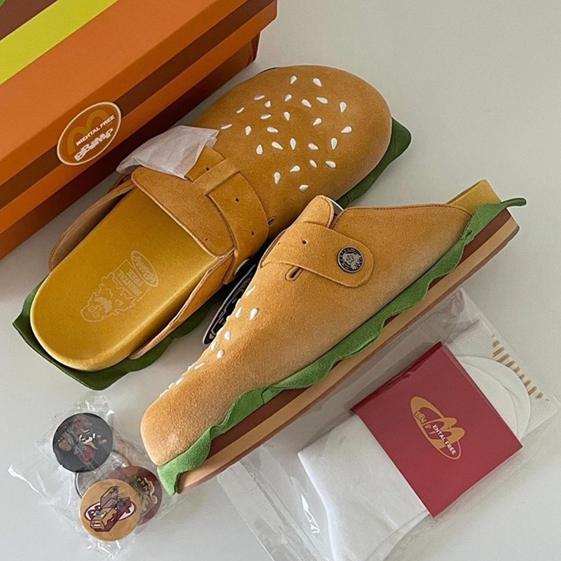 【BKS】BBIMP x MENTALFREE 漢堡🍔聯名款 勃肯鞋/拖鞋/金屬鞋扣/國外代購-細節圖6