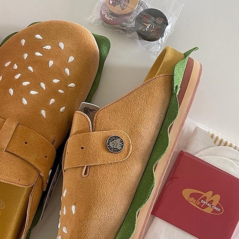 【BKS】BBIMP x MENTALFREE 漢堡🍔聯名款 勃肯鞋/拖鞋/金屬鞋扣/國外代購-細節圖7