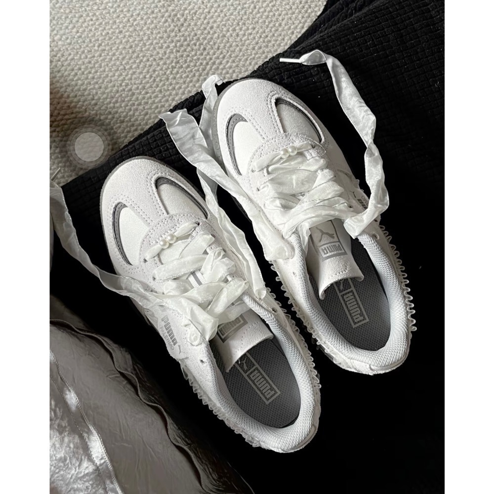 【BKS】PUMA PALERMO 灰白蕾絲緞帶 復古德訓鞋/國外代購/401286-01-細節圖7