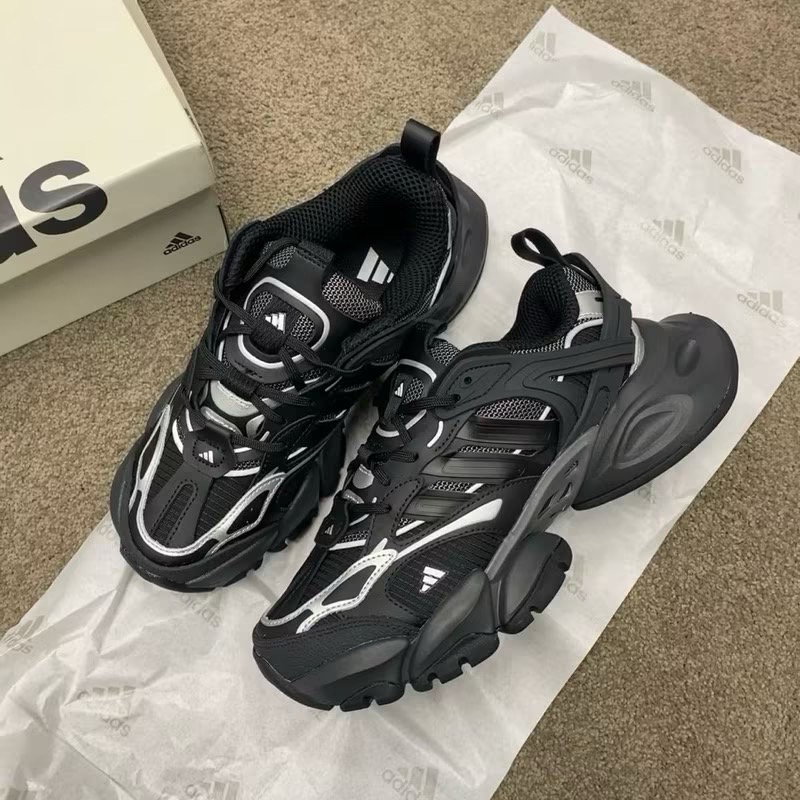 【BKS】Adidas XLG Runner Deluxe 黑灰銀 全黑 Y2K 厚底 復古 慢跑鞋 老爹鞋IH0070-細節圖2