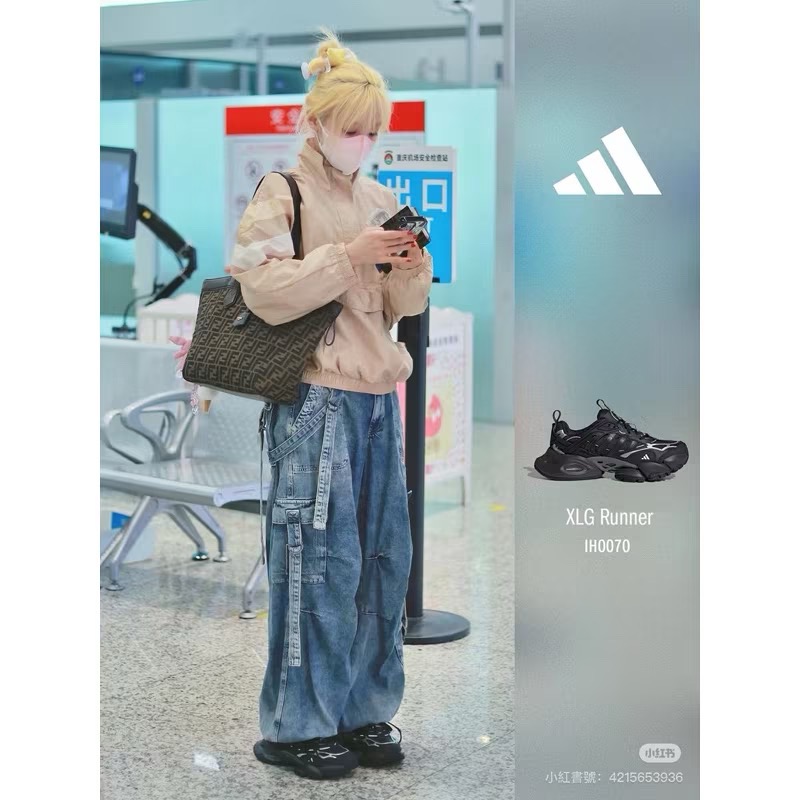 【BKS】Adidas XLG Runner Deluxe 黑灰銀 全黑 Y2K 厚底 復古 慢跑鞋 老爹鞋IH0070-細節圖5