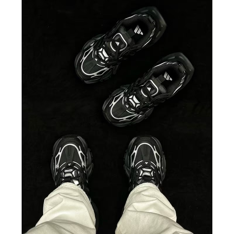 【BKS】Adidas XLG Runner Deluxe 黑灰銀 全黑 Y2K 厚底 復古 慢跑鞋 老爹鞋IH0070-細節圖8