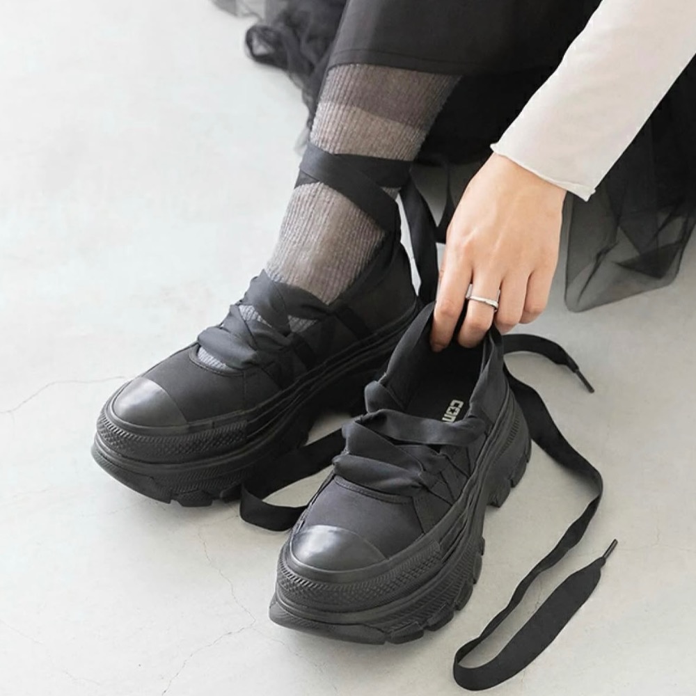 【BKS】日本🇯🇵CONVERSE TREKWAVE BL 芭蕾厚底/綁帶/休閒鞋/日本限定/日本代購-細節圖4