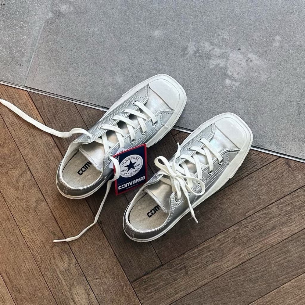 【BKS】日本限定🇯🇵CONVERSE ALL STAR SQUARETOE SV 銀色 皮革 方頭 帆布鞋/日本代-細節圖2