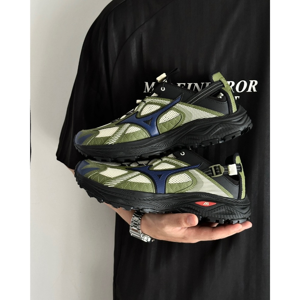 【BKS】MIZUNO RACER TRAIL SE 黑綠色 復古山系 運動 機能涼鞋 布鞋 /國外代購-細節圖3