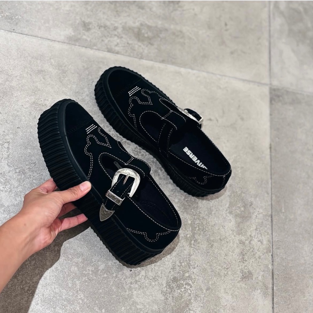 【BKS】CONVERSE 西部風 金屬鞋扣 厚底瑪莉珍鞋/LIFTED RIBTAPE T-STRAP/日本代購-細節圖2