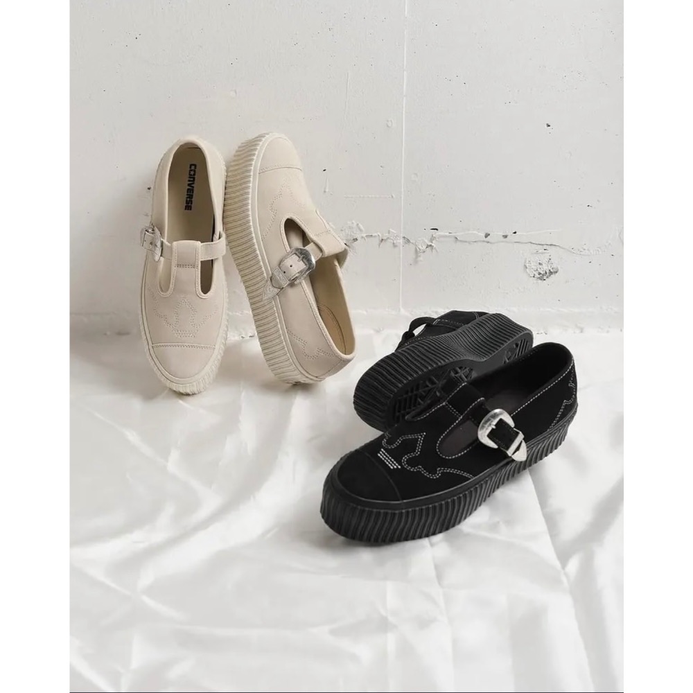 【BKS】CONVERSE 西部風 金屬鞋扣 厚底瑪莉珍鞋/LIFTED RIBTAPE T-STRAP/日本代購-細節圖5