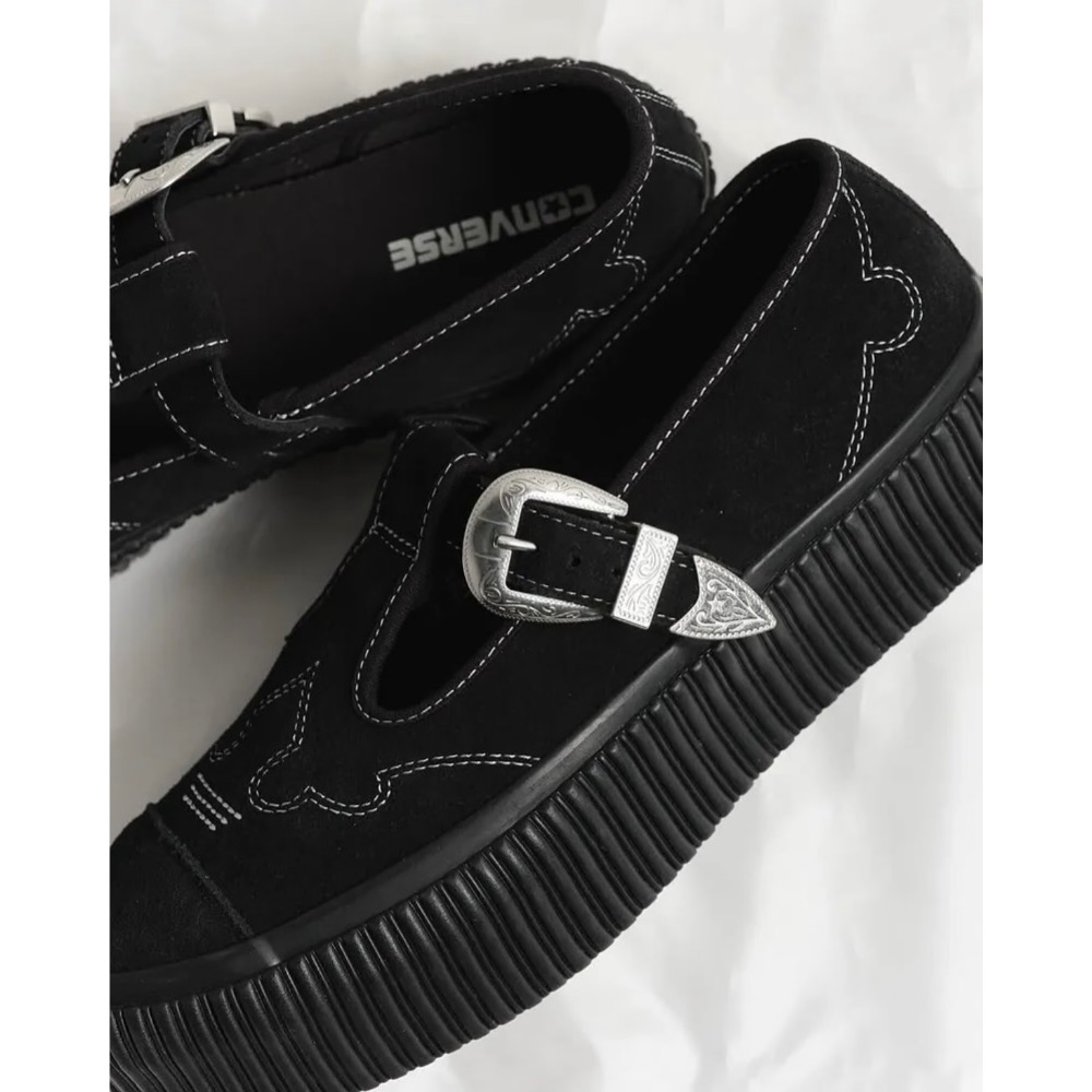 【BKS】CONVERSE 西部風 金屬鞋扣 厚底瑪莉珍鞋/LIFTED RIBTAPE T-STRAP/日本代購-細節圖7
