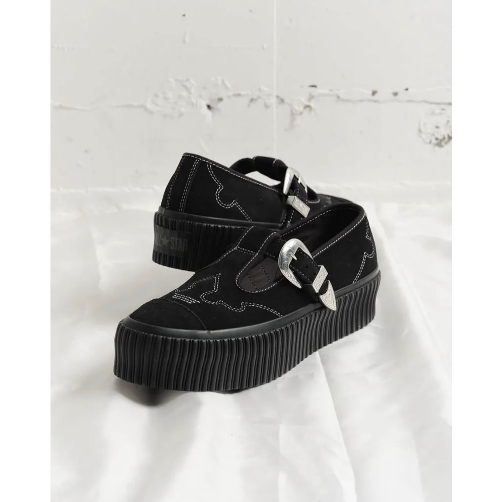 【BKS】CONVERSE 西部風 金屬鞋扣 厚底瑪莉珍鞋/LIFTED RIBTAPE T-STRAP/日本代購-細節圖9