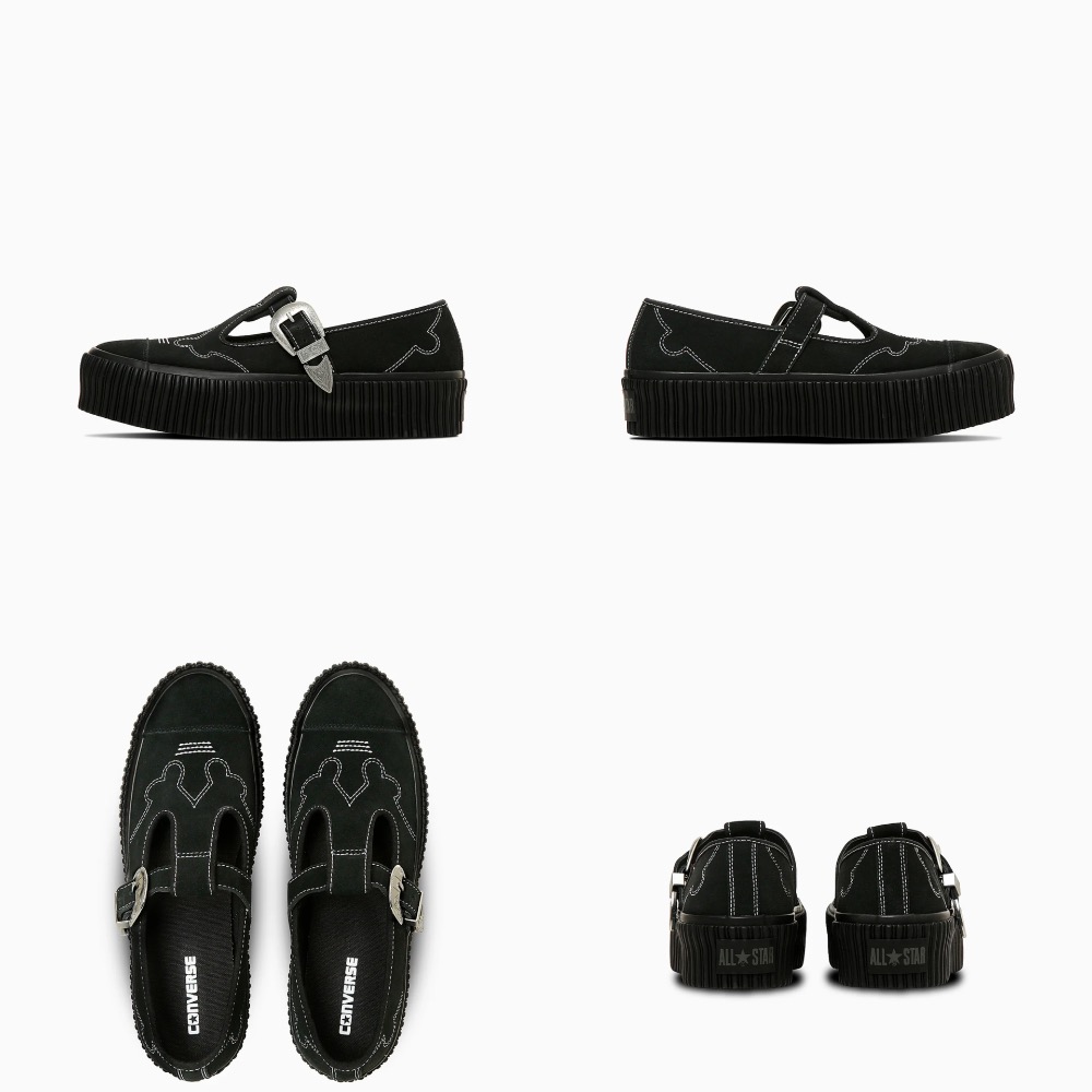 【BKS】CONVERSE 西部風 金屬鞋扣 厚底瑪莉珍鞋/LIFTED RIBTAPE T-STRAP/日本代購-規格圖9