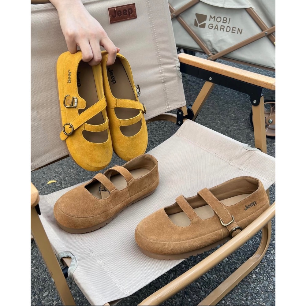 【BKS】JEEP 復古簡約 麂皮瑪莉珍鞋/金屬鞋扣/國外代購-細節圖2