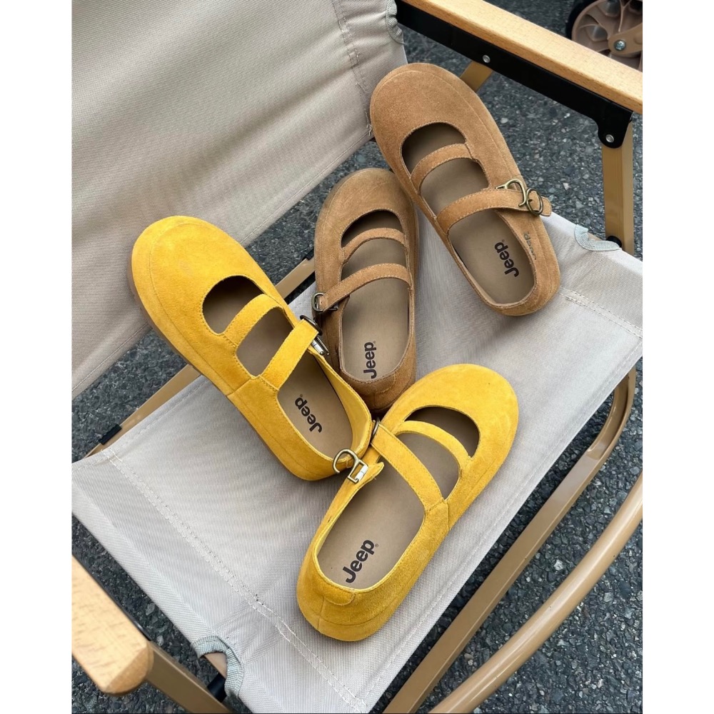 【BKS】JEEP 復古簡約 麂皮瑪莉珍鞋/金屬鞋扣/國外代購-細節圖3