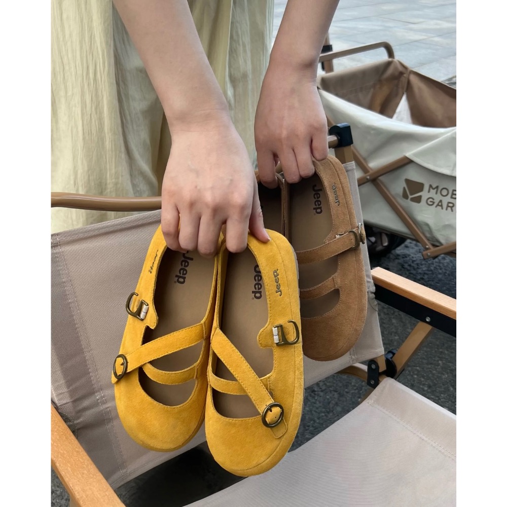 【BKS】JEEP 復古簡約 麂皮瑪莉珍鞋/金屬鞋扣/國外代購-細節圖5