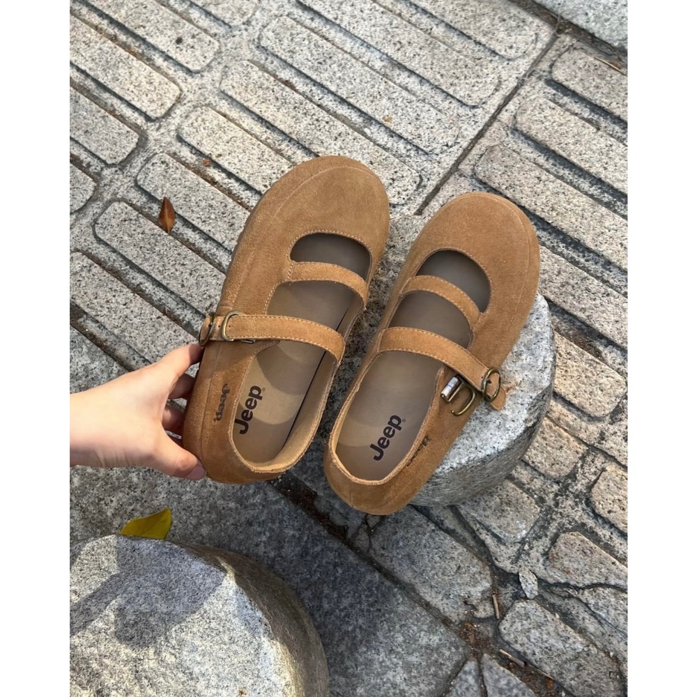 【BKS】JEEP 復古簡約 麂皮瑪莉珍鞋/金屬鞋扣/國外代購-細節圖6