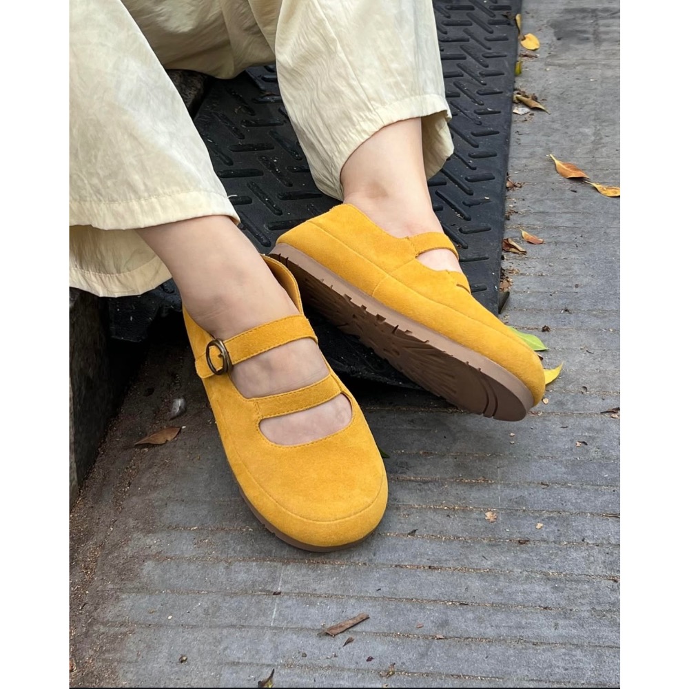 【BKS】JEEP 復古簡約 麂皮瑪莉珍鞋/金屬鞋扣/國外代購-細節圖8