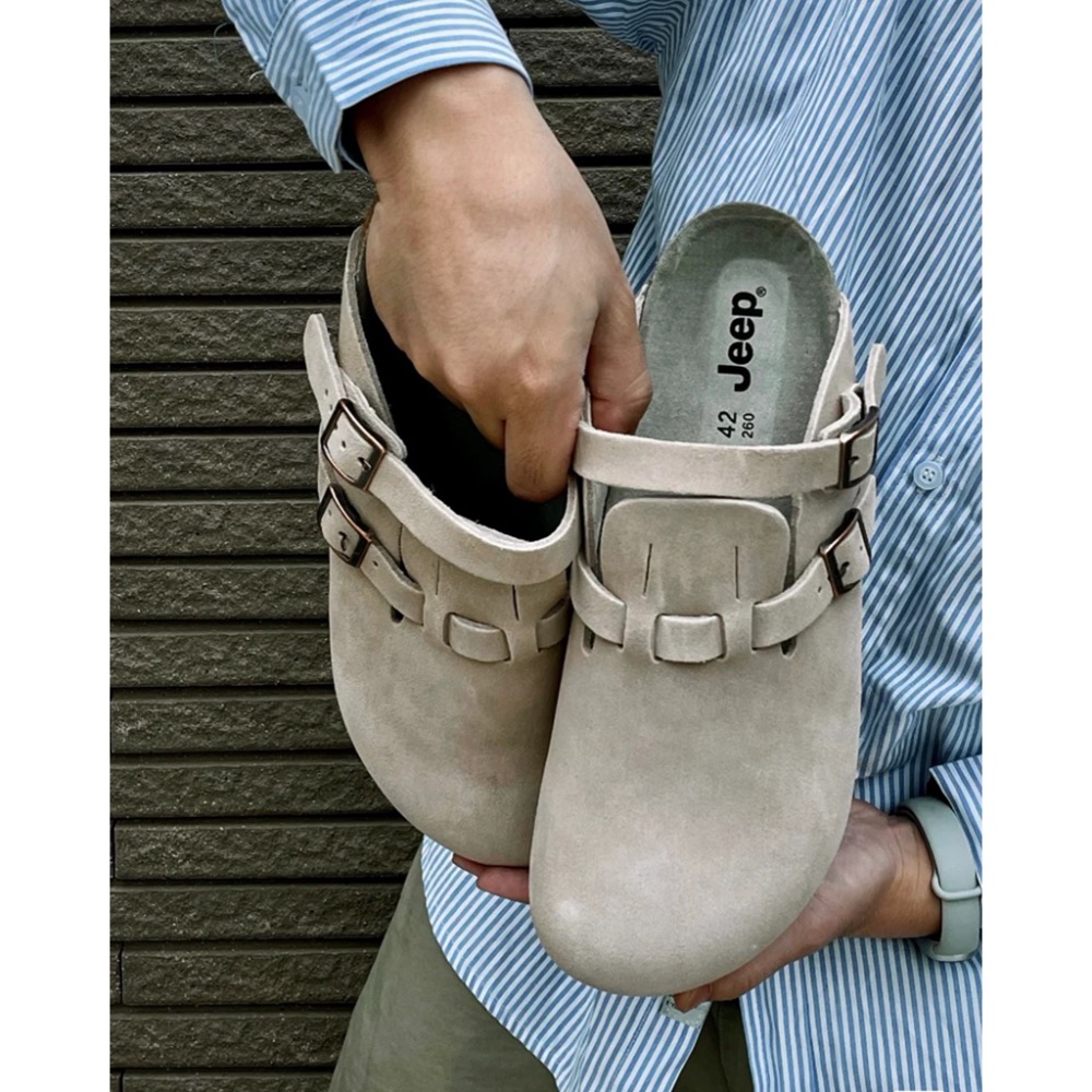 【BKS】JEEP吉普 雙綁帶 麂皮包頭拖鞋/勃肯鞋/國外代購-細節圖2