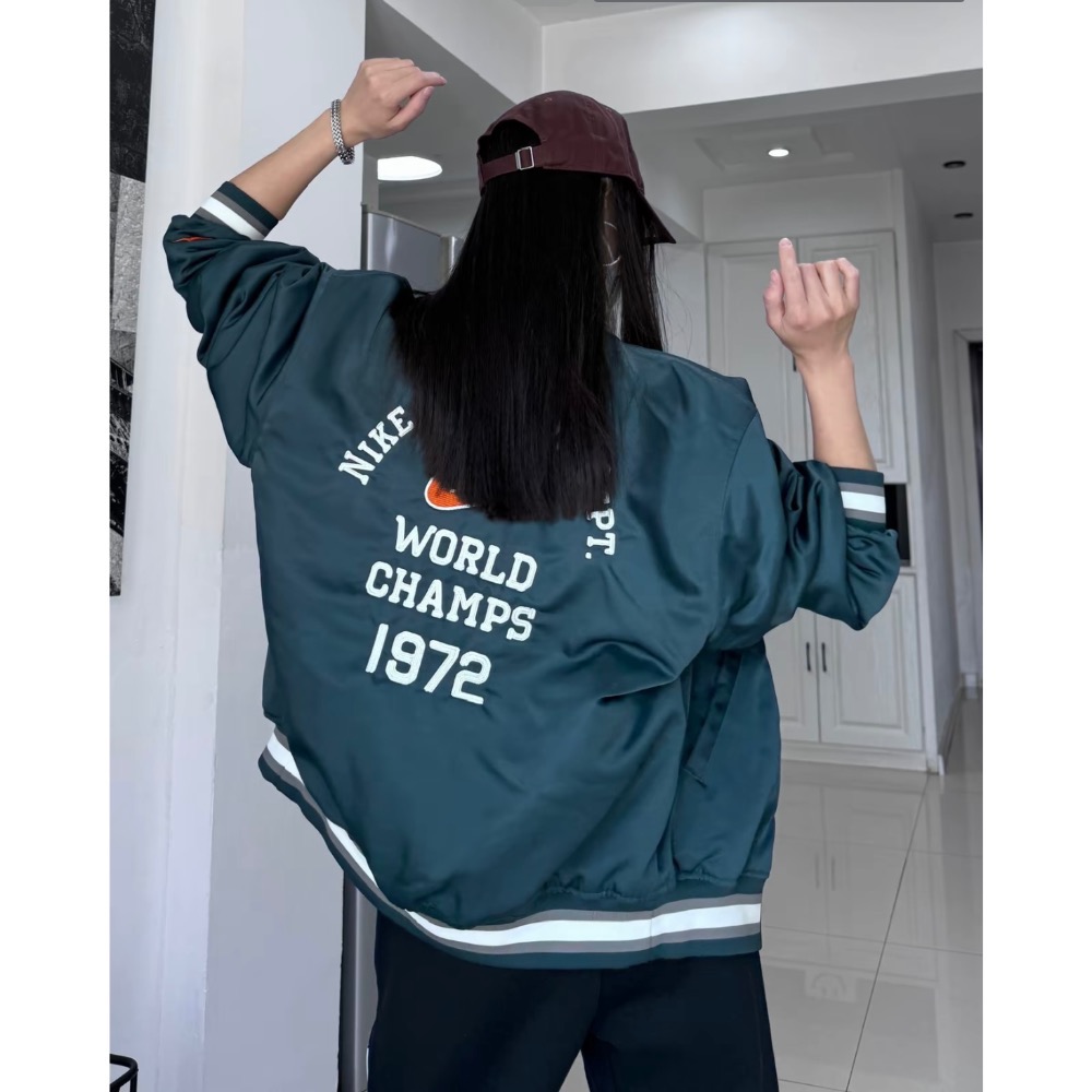 【BKS】NIKE 塗鴉跳色 刺繡復古 棒球外套/夾克/國外代購/FQ7970-細節圖9