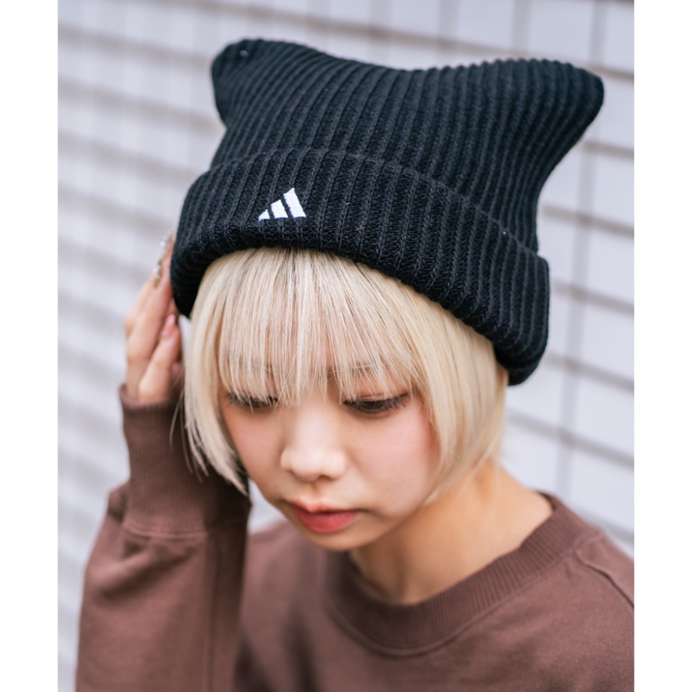 【BKS】日本限定🇯🇵ADIDAS CAT WATCH Re-POLY 貓耳針織毛帽/冬季/日本代購/台灣製-細節圖3